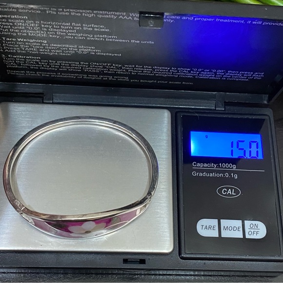 Vintage Alpaca Mexico Mexican Silver Mother of Pearl Inlaid ID Cuff Bracelet - Picture 12 of 13